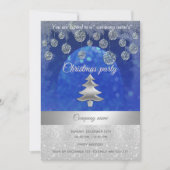 Silber/Blau glitterte Weihnachtsgeschenk-Party Einladung (Vorderseite)