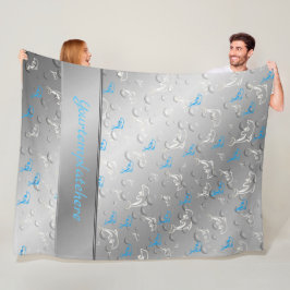 silber, blau, gold, silber, zeichnend, fisch, fleecedecke