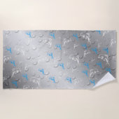 silber, blau, gold, silber, zeichnend, fisch, strandtuch (Vorderseite)