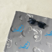 silber, blau, gold, silber, zeichnend, fisch, strandtuch (Beispiel)