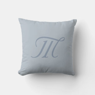 Silber Blau Grau Chic Beruhigende Monogramm Kissen