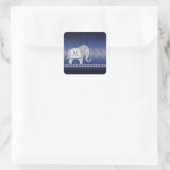 Silber/Blau-ID390 für Elephant Walk Monogram Quadratischer Aufkleber (Tasche)