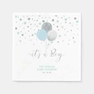 Silber & Blau It's a Boy Baby Shower Servietten