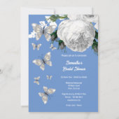 Silber-Blau-Weiß-Rose Brautparty Einladung (Rückseite)