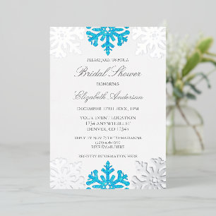 Silber Blaue Schneeflocke Winter Brautparty Folieneinladung
