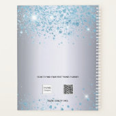 Silber-blauer Glitter-Name Monogramm 2027 Planer (Rückseite)