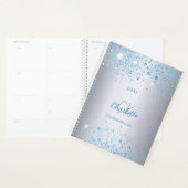 Silber-blauer Glitter-Name Monogramm 2027 Planer (Anzeige)