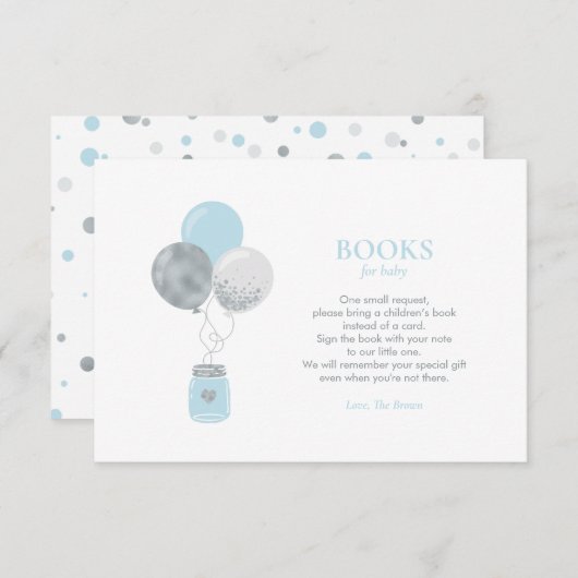 Silber, Blue Books for Baby, Book Request Card Dankeskarte (Vorne/Hinten)