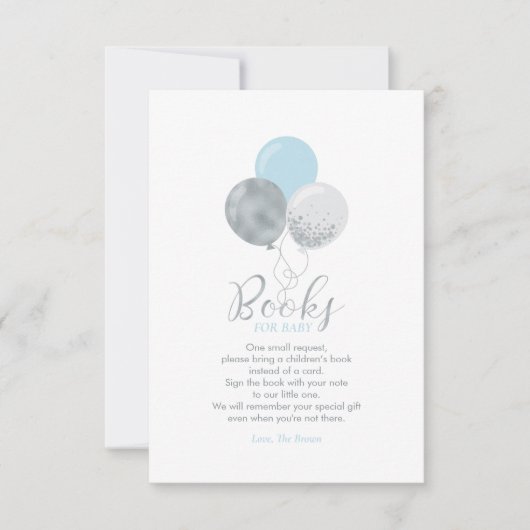 Silber, Blue Books for Baby, Book Request Card Dankeskarte (Vorderseite)