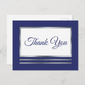 Silber | Blue Modern Simple Elegant Vielen Dank Postkarte (Vorne/Hinten)