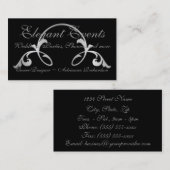 "Silber Blühe auf Schwarz" Visitenkarte (Vorne/Hinten)