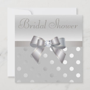 Silber Bow, Diamond & Polka Dots Brautparty Einladung