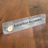 Silber Brushmetall mit Name Namensplakette (Seite)