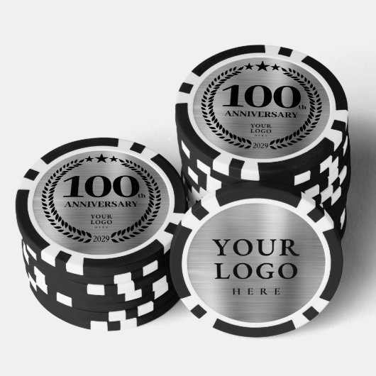 Silber Business 100. Jubiläum Pokerchips (Stapel)