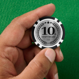 Silber Business 10. Jubiläum Pokerchips