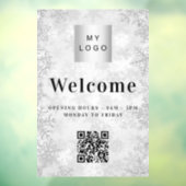 Silber-Business-Logo Begrüßung Eröffnung QR-Code Fensteraufkleber (Blatt 3)