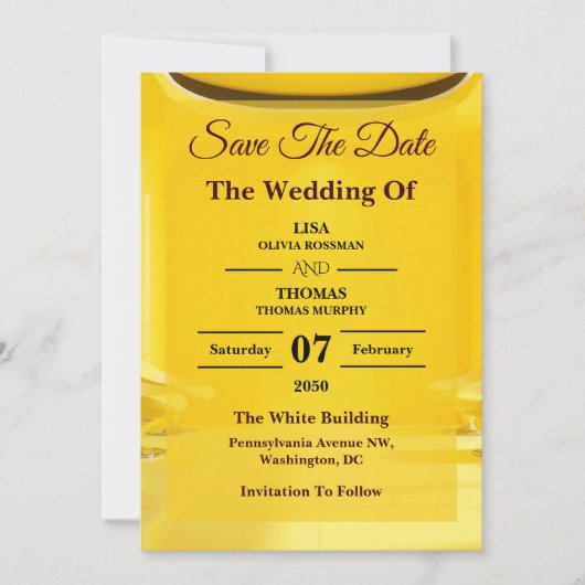 Silber Butter Gelb Moderne Hochzeit Termin vormerk Save The Date (Vorderseite)