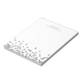 Silber Chic Glamour Faux Glitter Konfetti mit Name Notizblock (Rotiert)