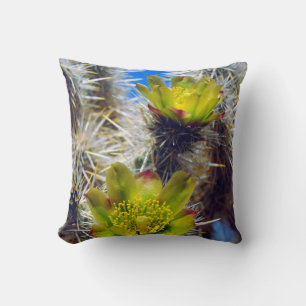 Silber Cholla Kaktus Wildblumen Kissen