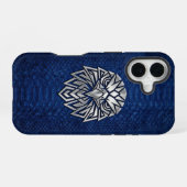 Silber-Chrom-Geometrischer Adler Blaue Python iPho iPhone 16 Hülle (Rückseite (Horizontal))
