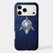 Silber-Chrom-Geometrischer-Hai-Blau-Python-iPhone