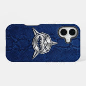 Silber-Chrom-Geometrischer-Hai-Blau-Python-iPhone iPhone 16 Hülle (Rückseite (Horizontal))