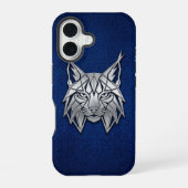 Silber-Chrom-Geometrischer Luchs Blau Python iPhon iPhone 16 Hülle (Rückseite)