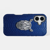 Silber-Chrom-Geometrisches Rhino Blau Python iPhon iPhone 16 Hülle (Rückseite (Horizontal))