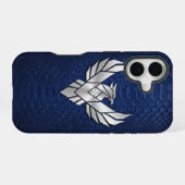 Silber Chrome Geometrisch Phoenix Blau Python iPho iPhone 16 Hülle (Rückseite (Horizontal))