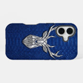 Silber Chrome Geometrischer Hirsch Blau Python iPh iPhone 16 Hülle (Rückseite (Horizontal))