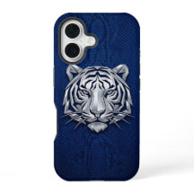 Silber Chrome Geometrischer Tiger Blau Python iPho