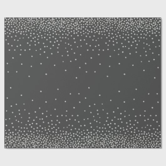 Silber Confetti über dunkelgrauem Urlaubsstil Geschenkpapier (Flach)