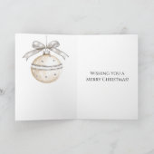 Silber Creme Bogen Ornamente Weihnachten Karte (Innenseite)