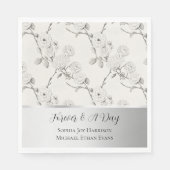 Silber Creme Schwarze Herbstblumen Hochzeit  Serviette (Vorderseite)