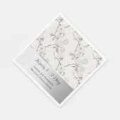 Silber Creme Schwarze Herbstblumen Hochzeit  Serviette (Ecke)