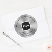 Silber | Danke | LOGO-Sticker für Unternehmen Runder Aufkleber (Umschlag)