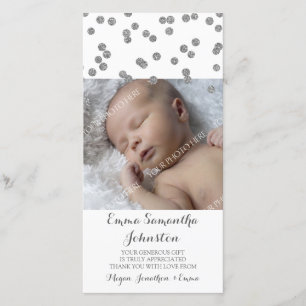 Silber danken Ihnen Baby-Duschen-Foto-Karten Dankeskarte