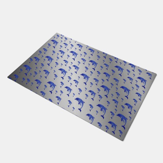 Silber, Delfin, Fisch, Natur, Wasser, Design, Fußmatte (Schrägansicht)