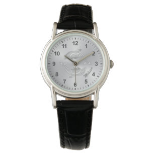 Silber Delfine Monogramm Küstenstil Armbanduhr