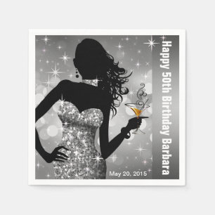 Silber des Bling Bomben-Schein-Geburtstags-Party   Serviette