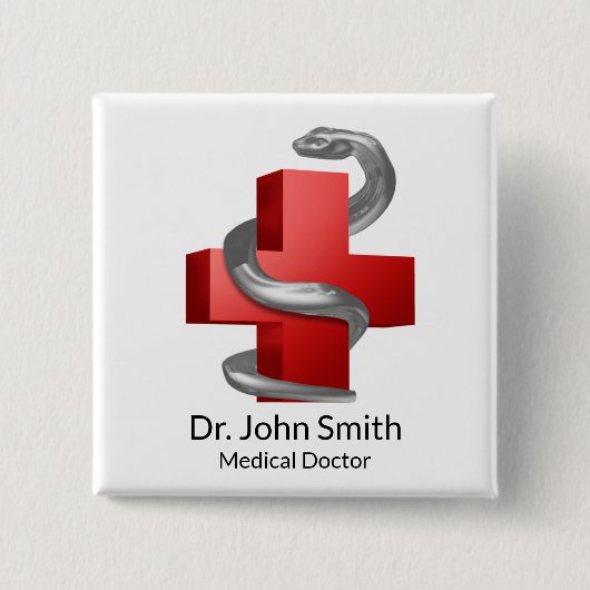 Silber des roten Medizin-Kreuzes Schlangenschlange Button (Vorderseite)