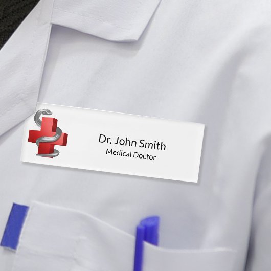 Silber des roten Medizin-Kreuzes Schlangenschlange Namenschild