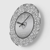 Silber Diamanten und Herz große Uhr (Winkel)