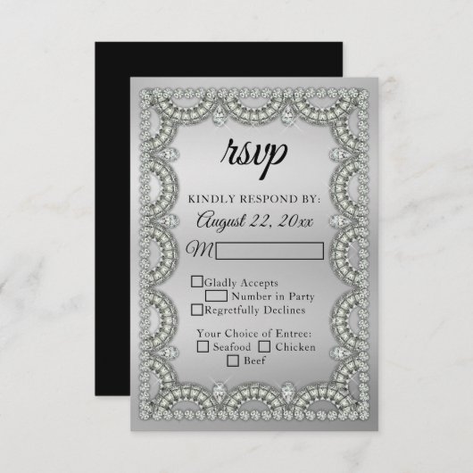 Silber | Diamond Wedding | Jubiläum-UAWG RSVP Karte (Vorne/Hinten)