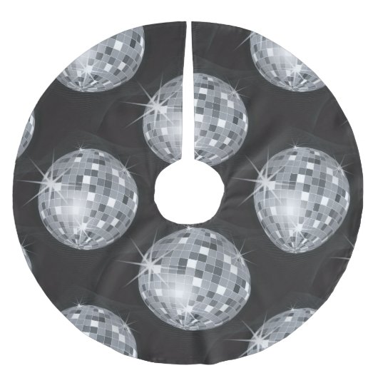 Silber Disco Ball Weihnachten Weihnachtsbaum Rock Polyester Weihnachtsbaumdecke (Vorderseite)