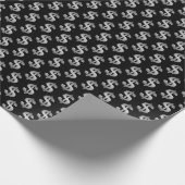 Silber-Dollarzeichen auf Schwarz Geschenkpapier (Ecke)