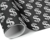 Silber-Dollarzeichen auf Schwarz Geschenkpapier (Rolleneckpunkt)