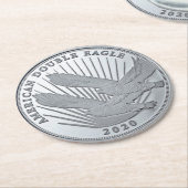 SILBER DOUBLE EGELCOIN RUNDER PAPPUNTERSETZER (Angewinkelt)