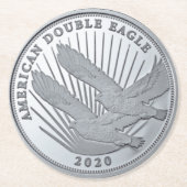 SILBER DOUBLE EGELCOIN RUNDER PAPPUNTERSETZER (Vorderseite)