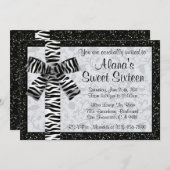 Silber DruckGlitzer laden mit Zebra-Druck-Bogen Einladung (Vorne/Hinten)